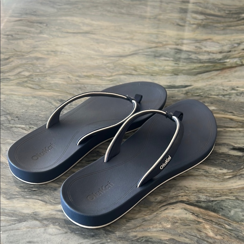 OluKai Navy Flip Flops